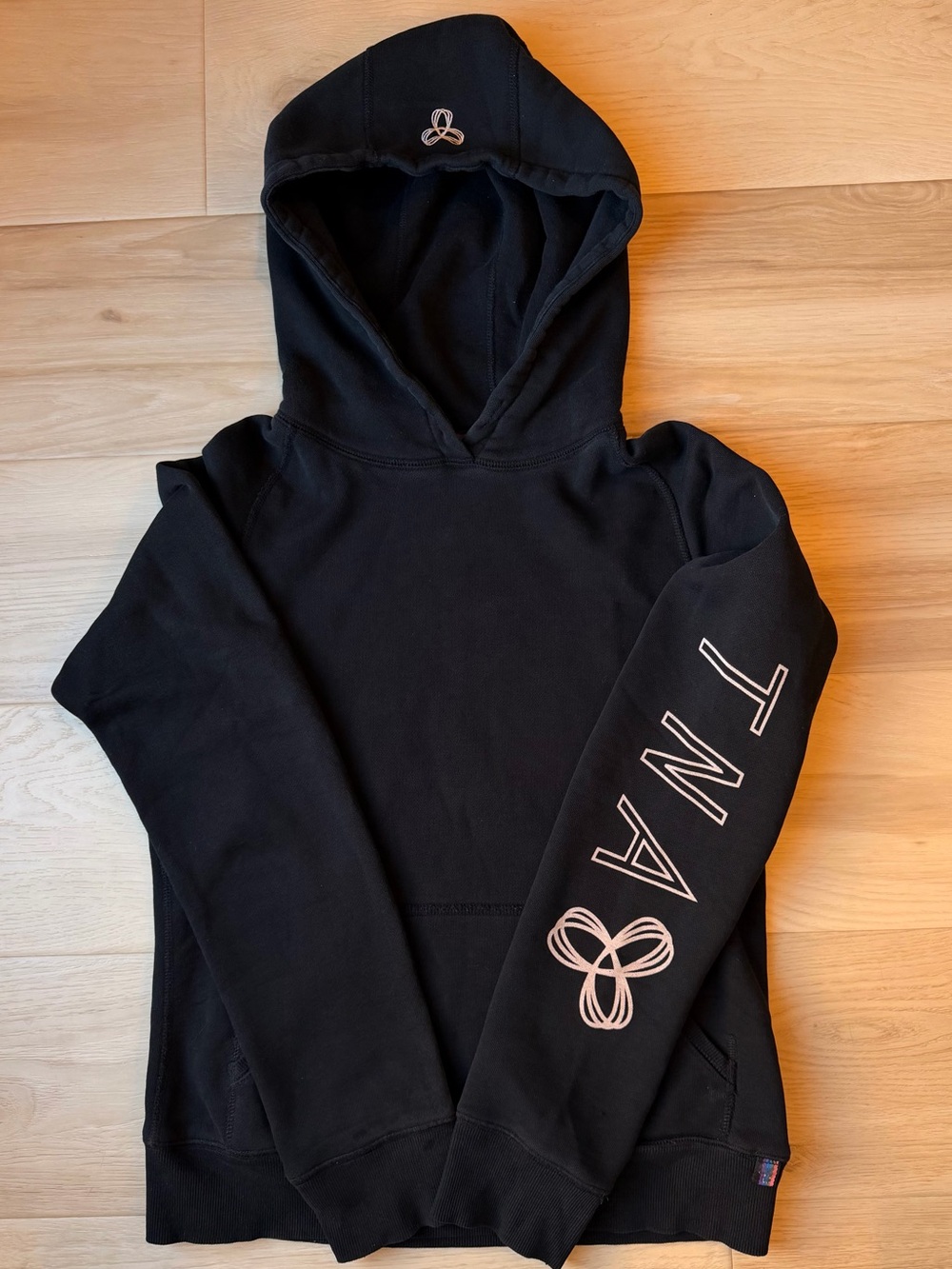 Aritzia Tna Cozy Fleece Classic Hoodie - Black / Pink Logo - Size M